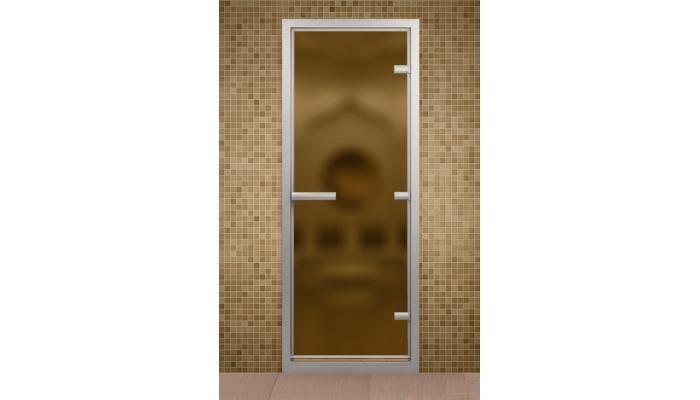 Дверь для турецкой бани, стекло бронзовое матовое