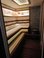 Сауна с панно из можжевельника Сауна с панно из можжевельника